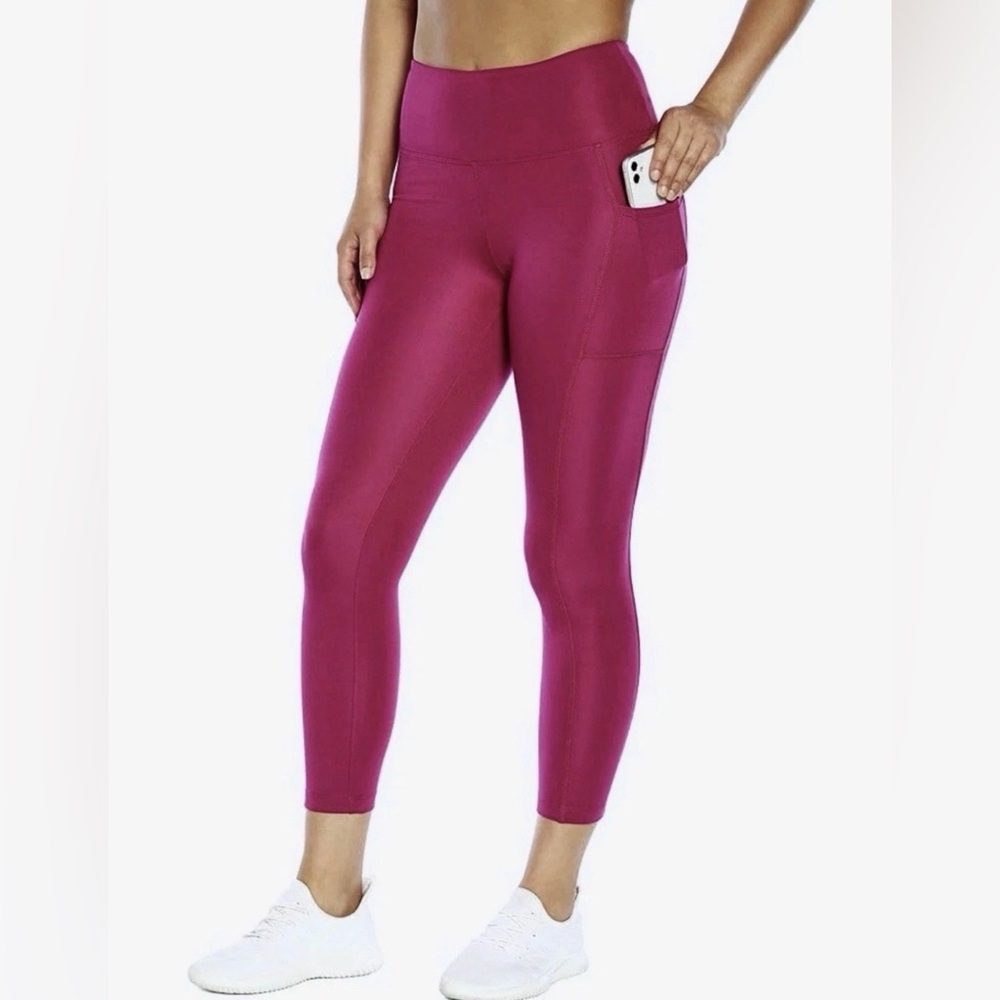 Bally Total Leggings High Rise Pocket Jogging Yoga Fitness Fuchsia Size S - Picture 1 of 11
